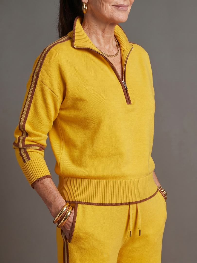 Zip Neck Long Sleeve Set