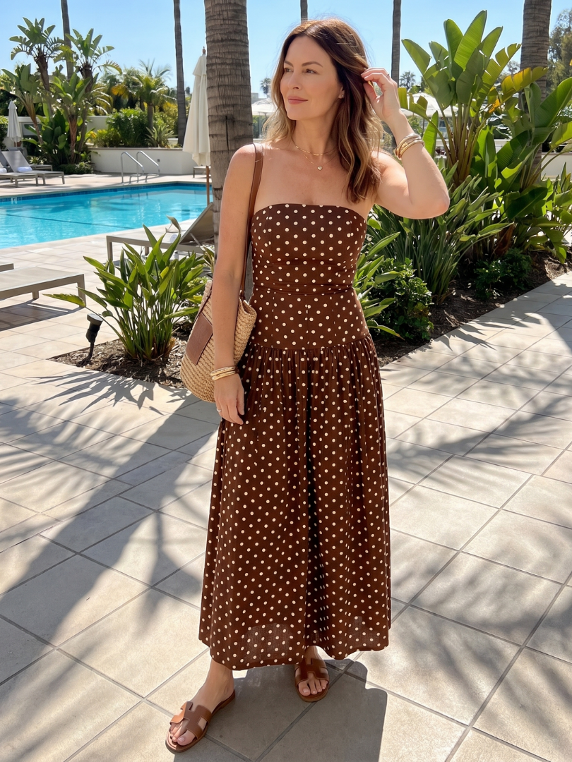 Polka Dot Pattern Midi Dress