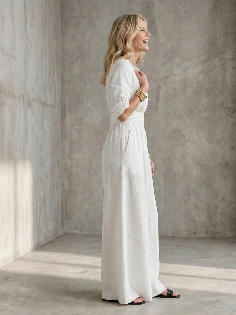 Cross Front Wide Leg Jumpsuit
