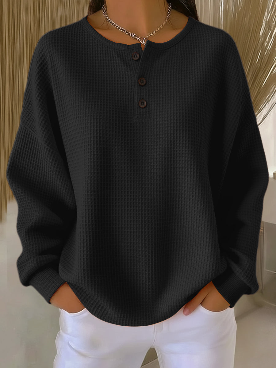 Milagros | Henley Waffle Sweatshirt