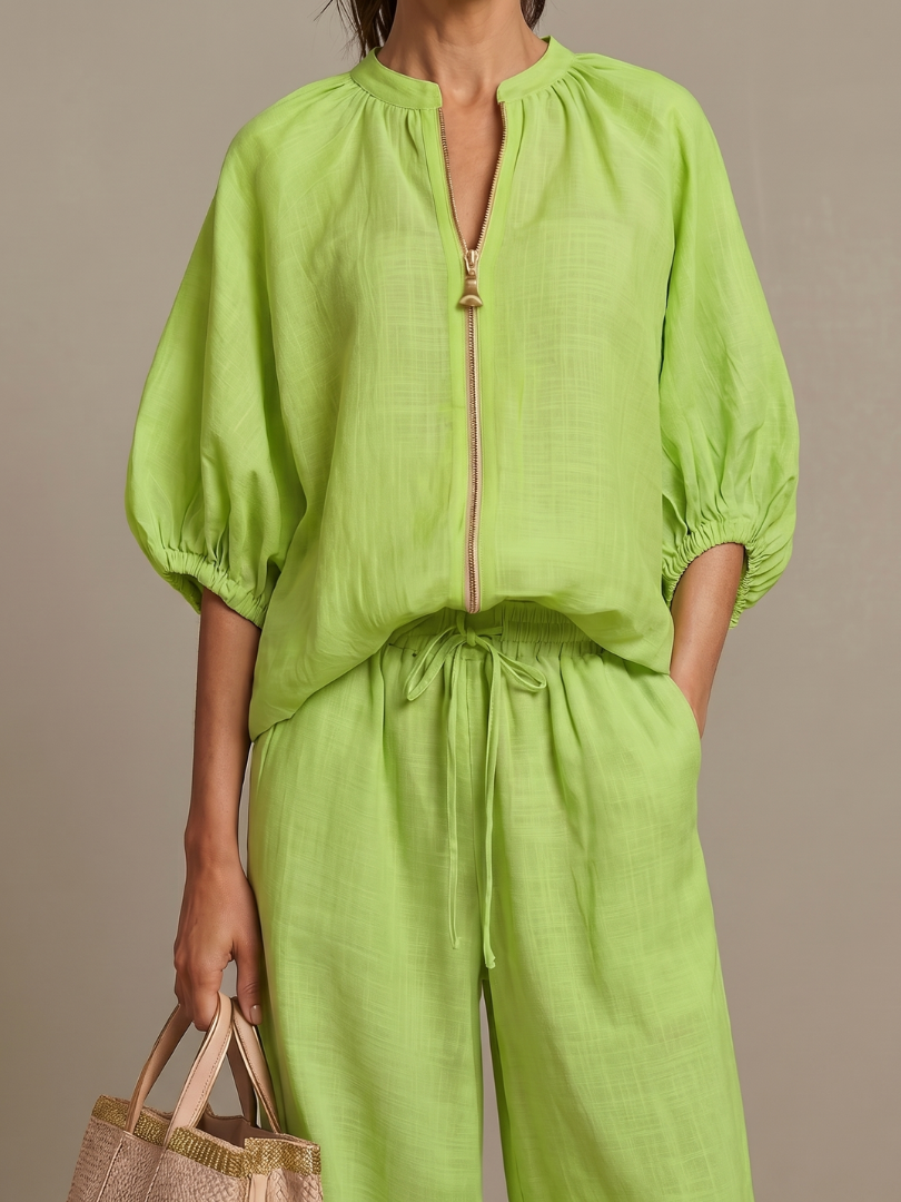 Blouson Top Wide Leg Set