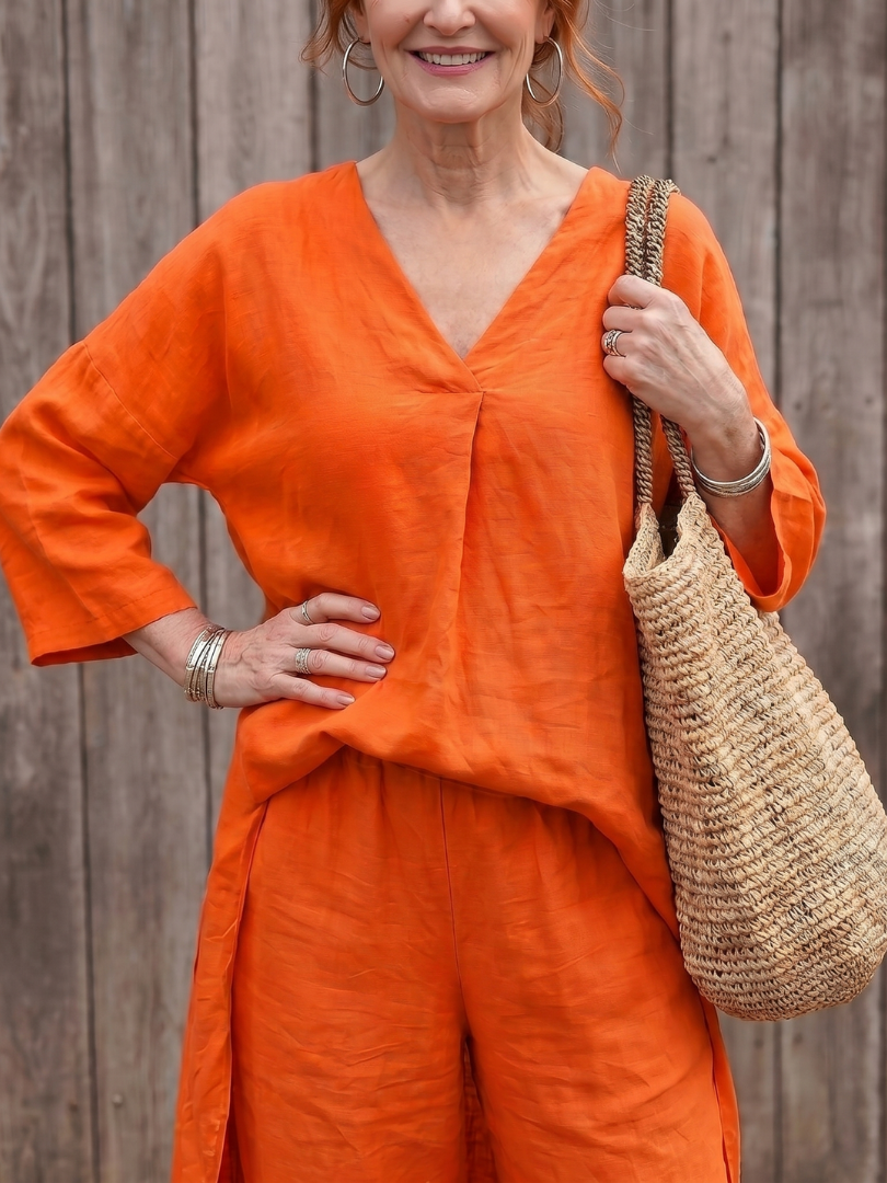 Loose Tunic Top Wide Leg Pant Set