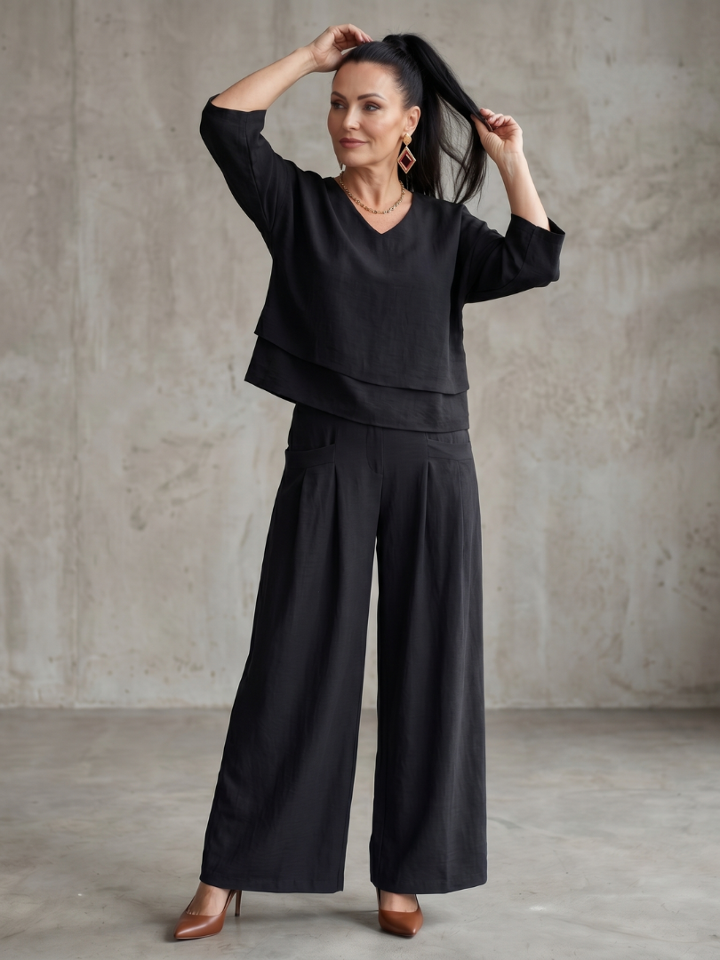 Layered Top Wide Leg Set