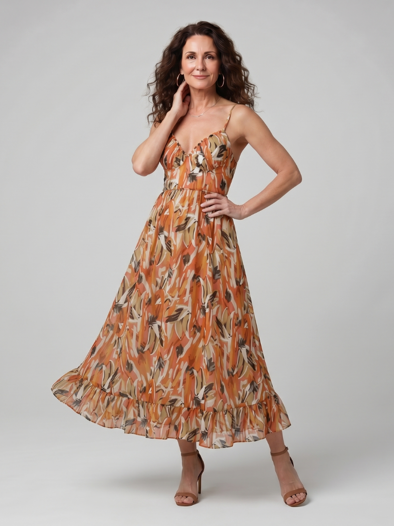 Abstract Print Midi Dress