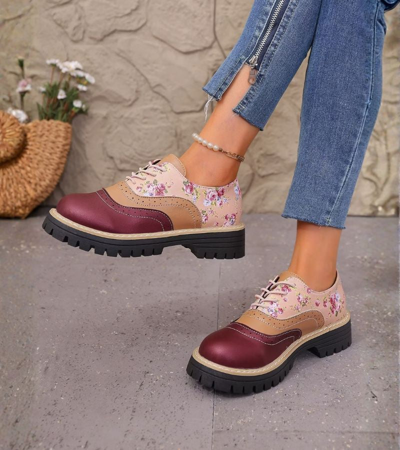 Chantal | Floral Brogue Shoes with Arch Support