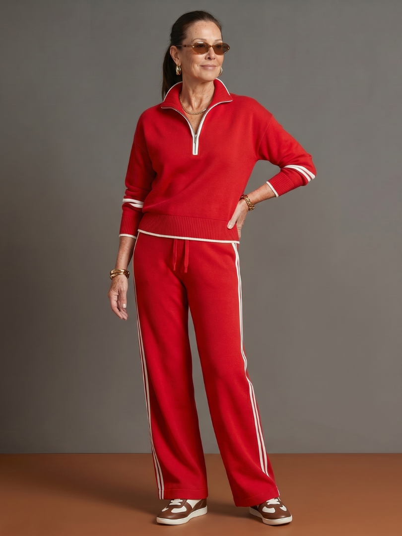 Zip Neck Long Sleeve Set