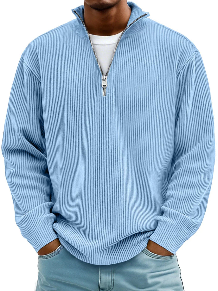 Marc Ribbed Zip Neck Sweater