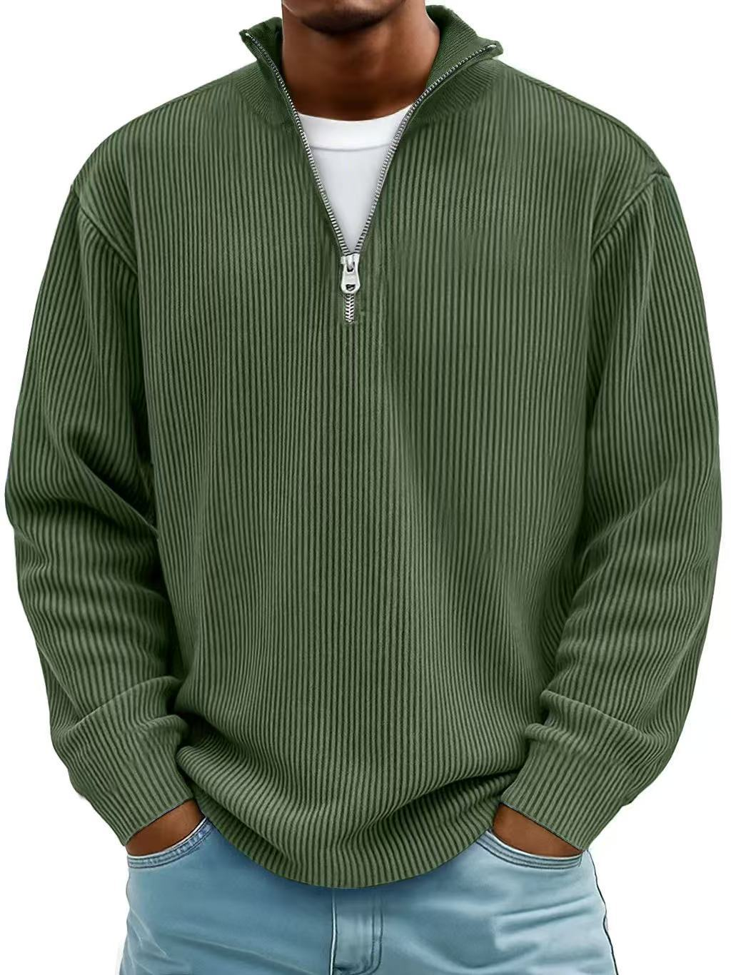 Marc Ribbed Zip Neck Sweater
