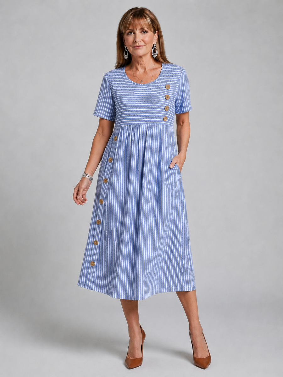 Flattering Striped Midi Dress
