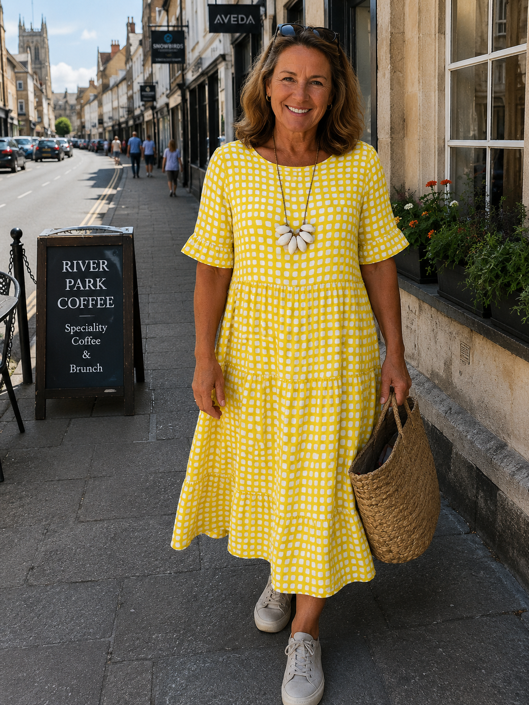 Short-Sleeve Midi Dress