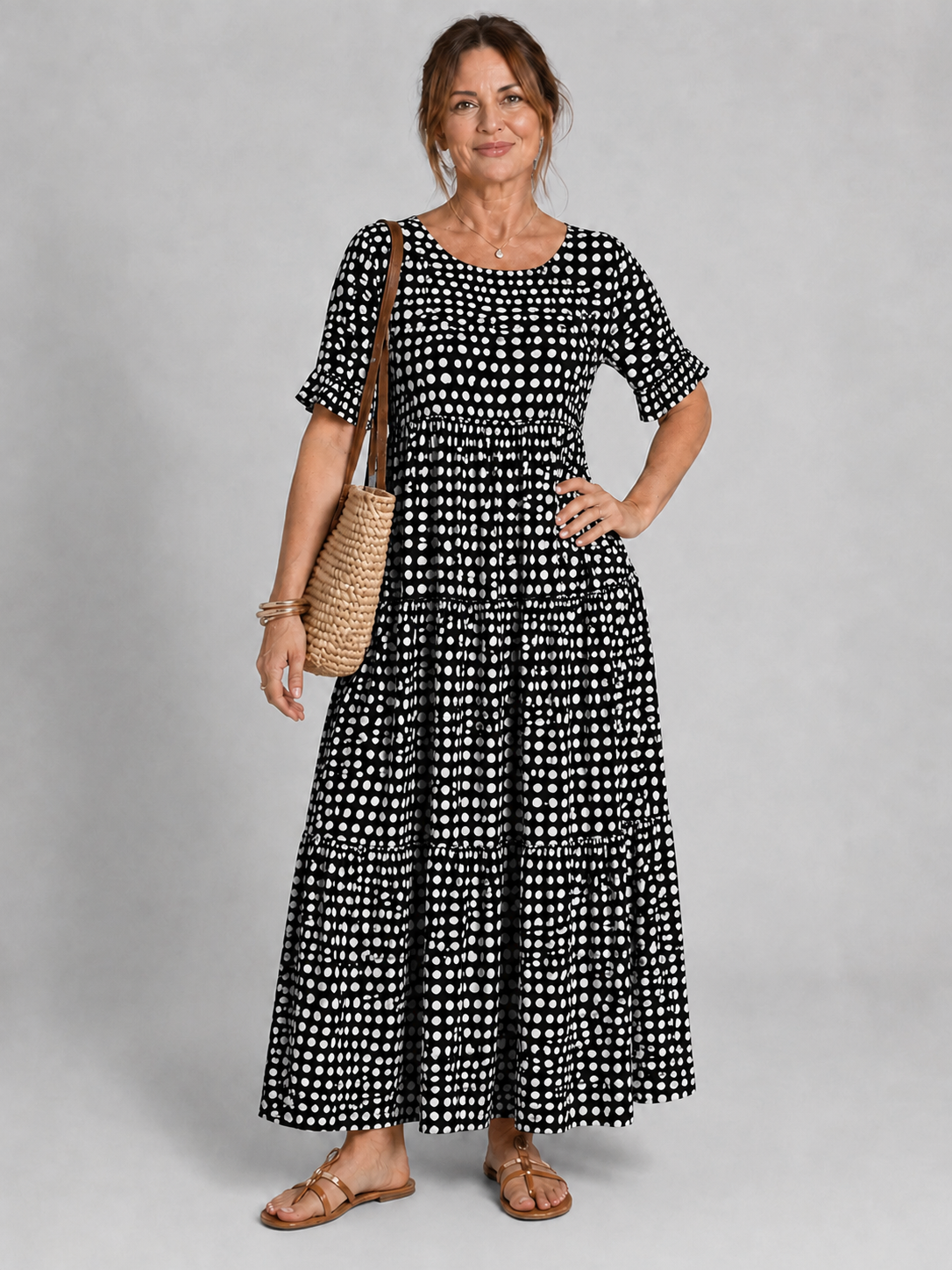 Short-Sleeve Midi Dress