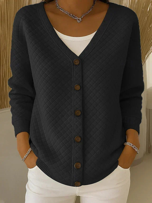 LAVERNE | QUILTED BUTTON-FRONT CARDIGAN