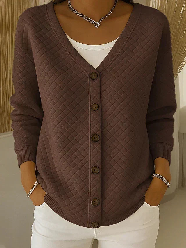LAVERNE | QUILTED BUTTON-FRONT CARDIGAN