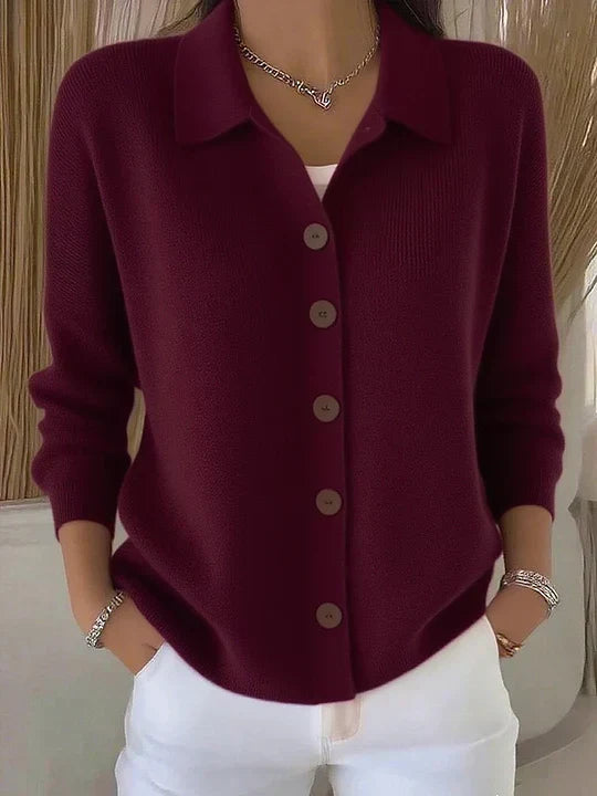JOSEPHINE | BUTTON-FRONT COLLARED CARDIGAN