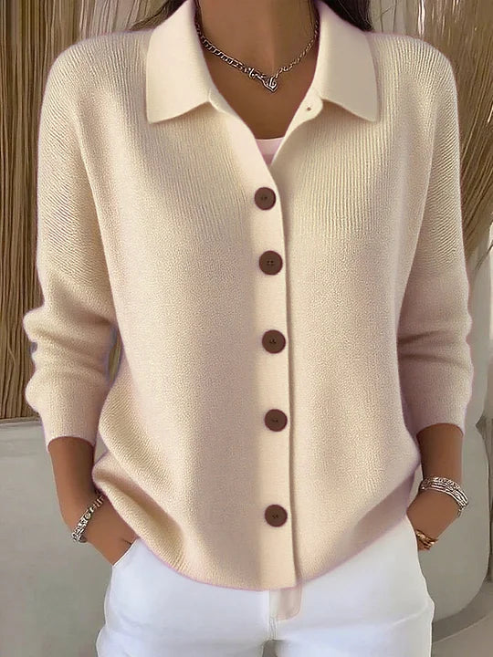 JOSEPHINE | BUTTON-FRONT COLLARED CARDIGAN