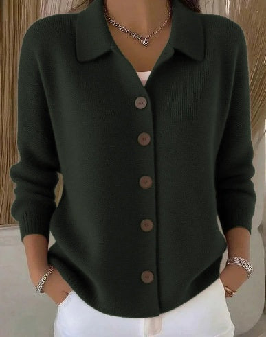JOSEPHINE | BUTTON-FRONT COLLARED CARDIGAN