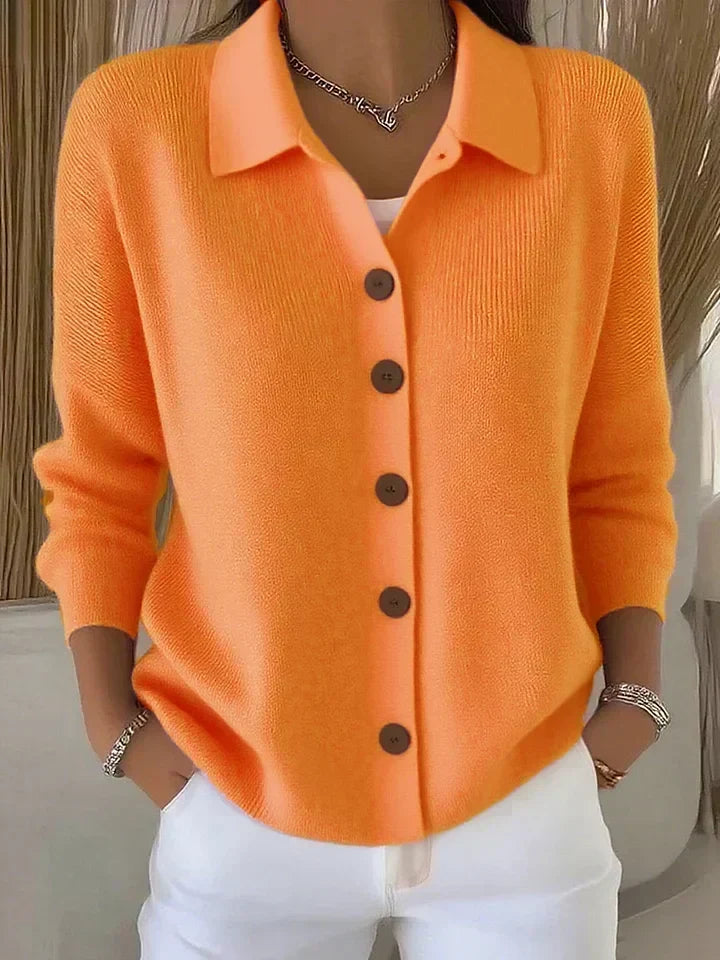 JOSEPHINE | BUTTON-FRONT COLLARED CARDIGAN
