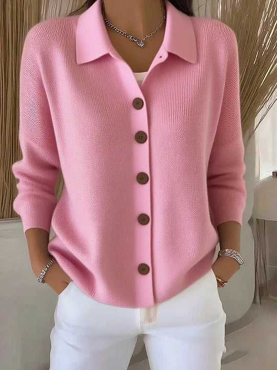 JOSEPHINE | BUTTON-FRONT COLLARED CARDIGAN