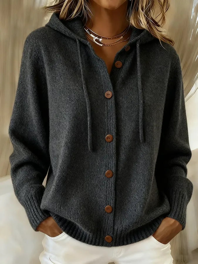 BRENDA | COZY BUTTON CARDIGAN HOODIE
