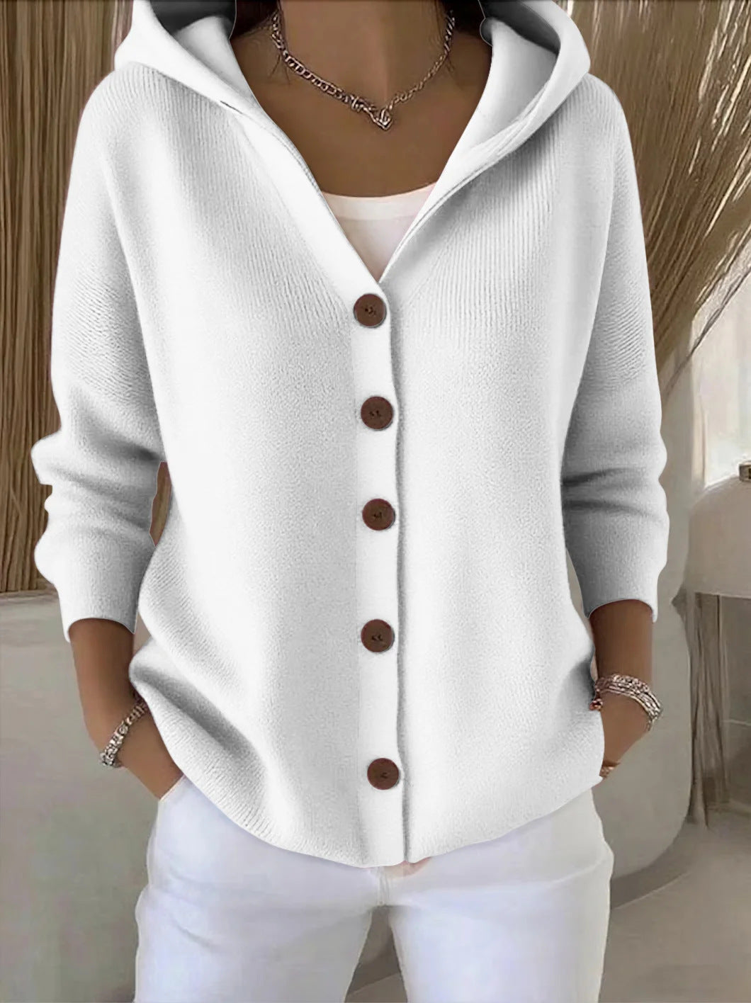 Marie Hooded Button-Up Cardigan