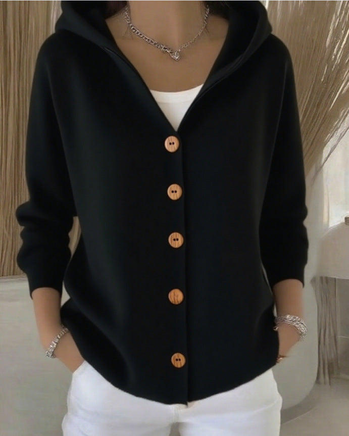 Marie Hooded Button-Up Cardigan