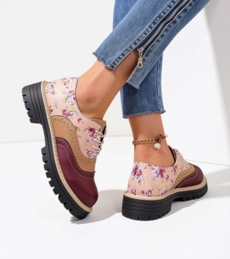 Chantal | Floral Brogue Shoes with Arch Support