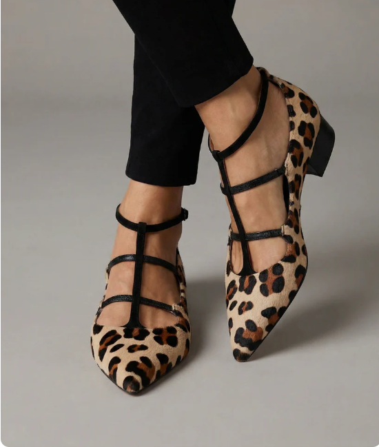 CAROL | HEELED SHOES WITH LEOPARD STRAP