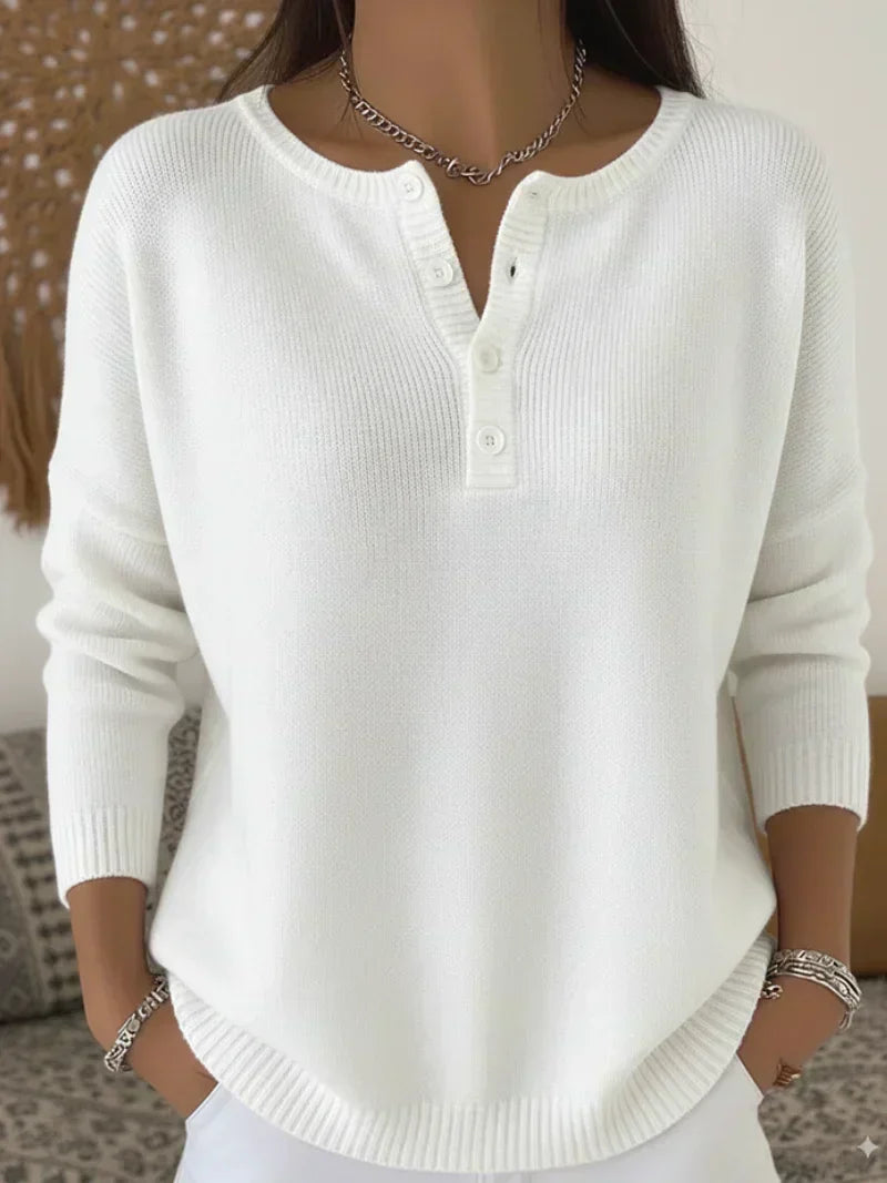 Helena | Knitted Sweater with Henley Buttons
