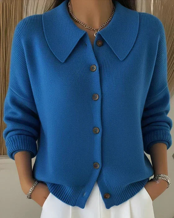 VESPERA | BUTTON COLLAR CARDIGAN