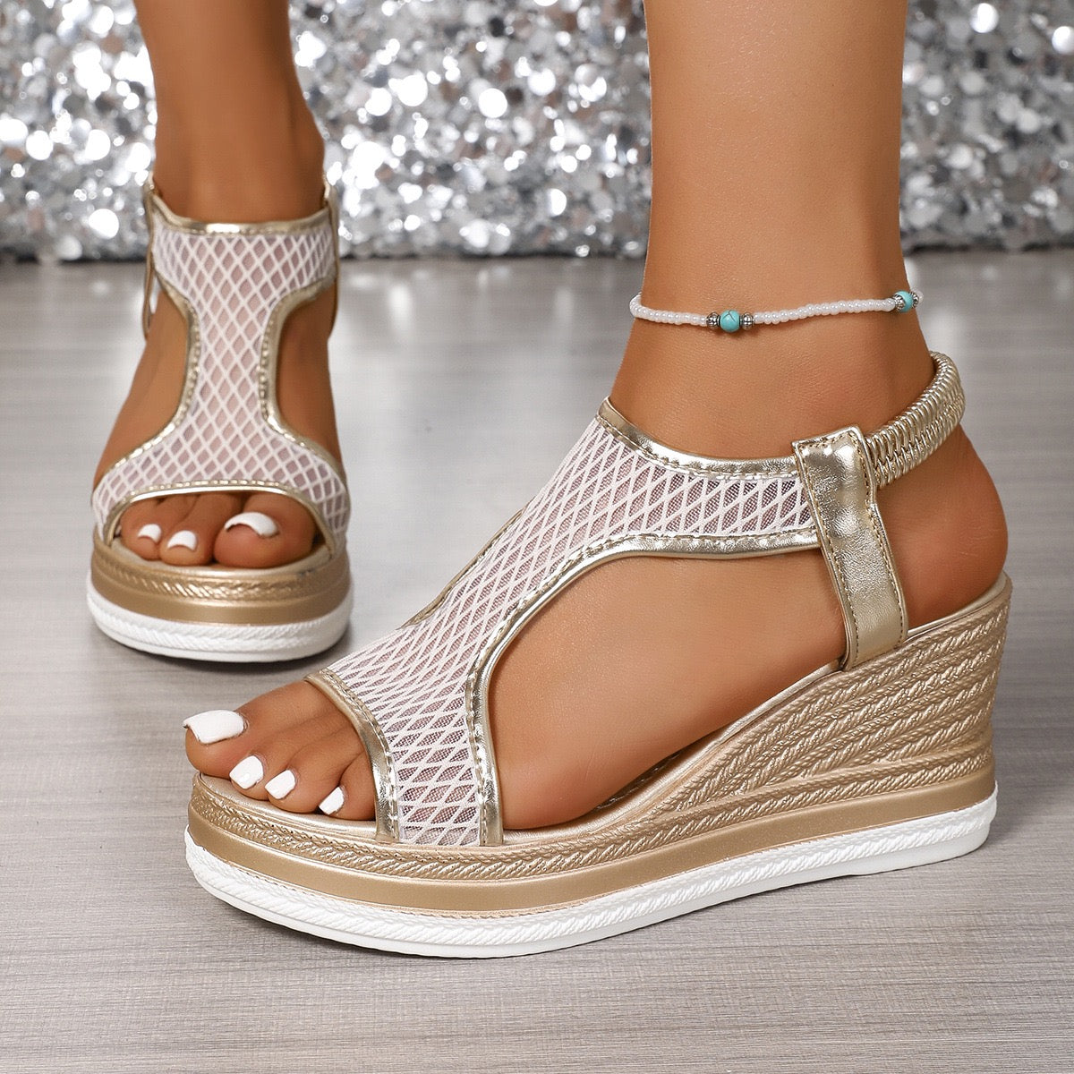 YVONNE | ELEGANT ORTHOPAEDIC SLIP-ON WEDGE SANDALS