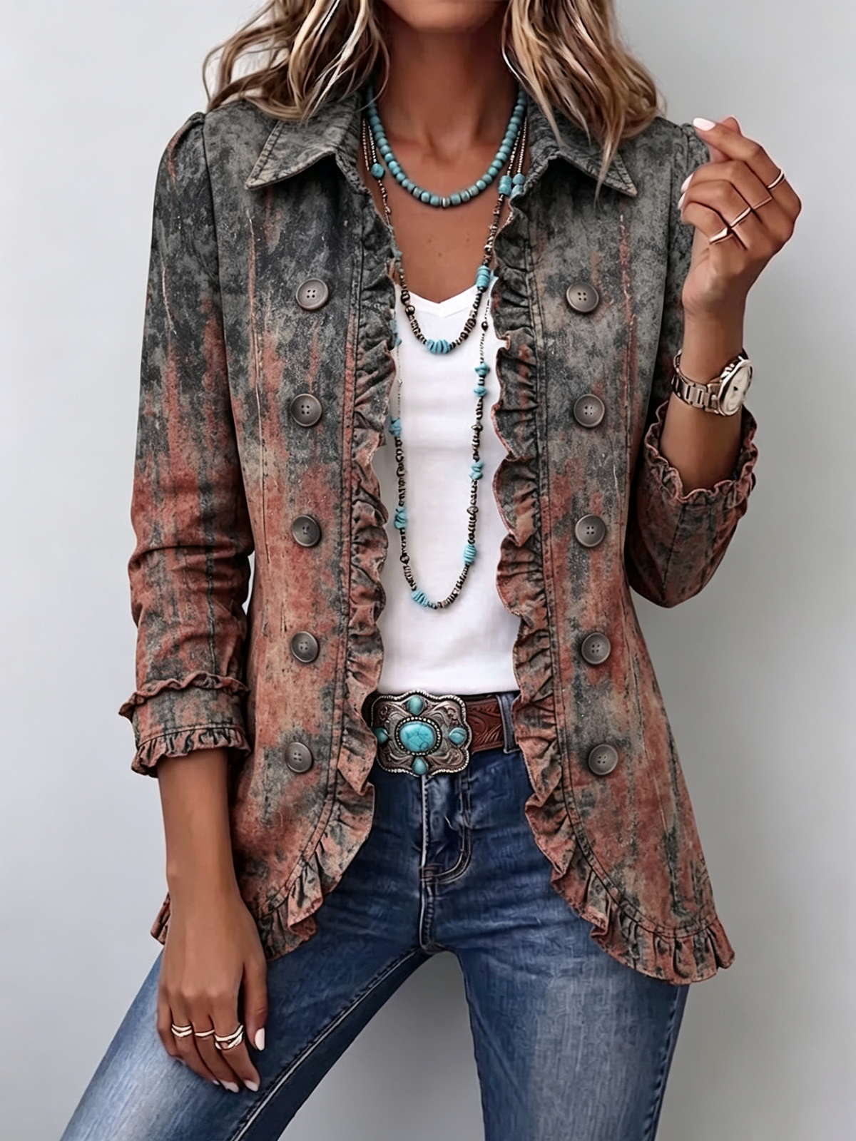 Flaminia | Vintage Jacket with Textured Gradient Print