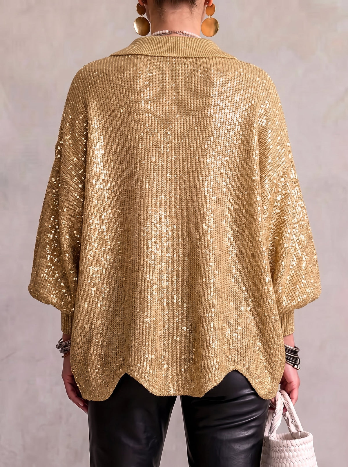 Avery™ | Oversized Collared Knit Cardigan With Large Metal Buttons