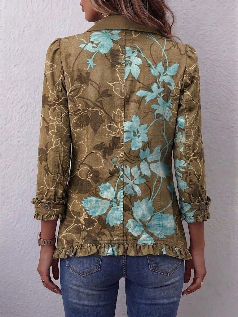 Bianca | Vintage Faded Bohemian Floral Jacket with Ruffles
