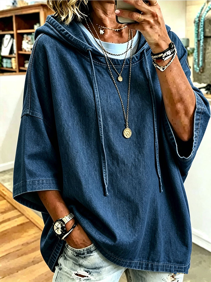 Willow™ | Casual Oversized Chambray Denim Hoodie