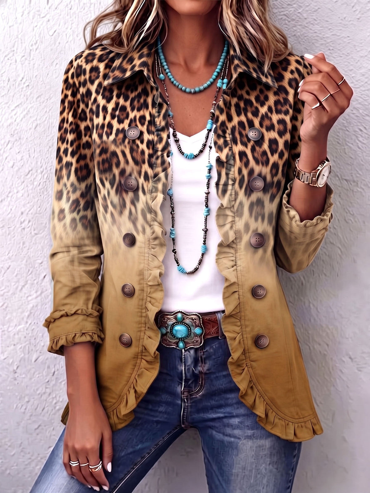 Paola | Ombre Leopard Print Blazer