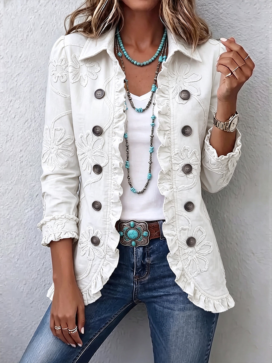 Camelia | Ivory Embroidered Bohemian Jacket
