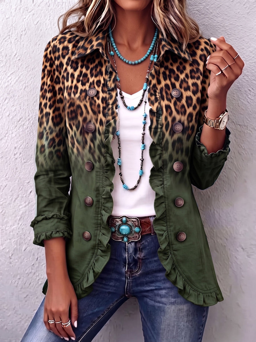 Luisa | Olive Green Leopard Print Blazer