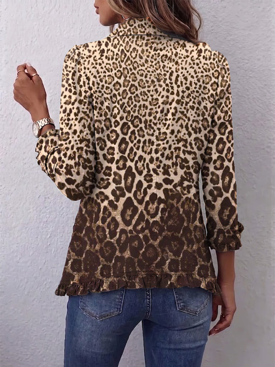 Ombretta | Multicoloured Leopard Print Jacket with Ruffles
